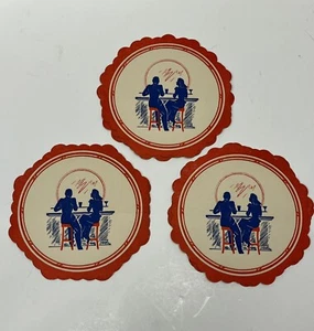 12 Vintage Coasters Cocktail Bar Lounge Cardboard Restaurant MCM Red Blue Lot - Picture 1 of 9