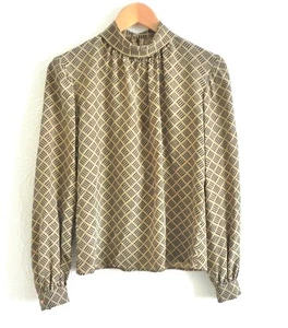 Blusa De Colección David Hayes 100% Seda Manga Larga Cuello Alto Espalda Cremallera Talla 4 - Imagen 1 de 8