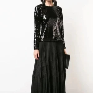 Top RACIL Negro Lentejuelas Manga Larga Joya Cuello Vacaciones Año Nuevo Cóctel Fiesta Talla M - Imagen 1 de 19