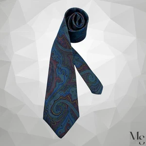 VINTAGE ETRO Blue Paisley Luxury Silk Tie Made In USA 57”-3.4" EX COND - Picture 1 of 6