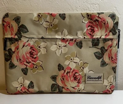 Super Cute Canvaslife Padded Laptop Case, Beige And Pink Rose Floral Pattern - Imagem 1 de 4