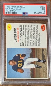 1962 Post Cereal Football #163 Carroll Dale Rams Packers Hand Cut PSA 5 Low Pop - Bild 1 von 2