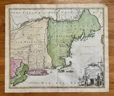 1720 Nova Anglia, New York And New England Map By Homann - Image 1 of 4