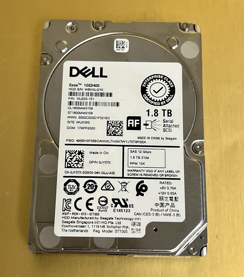 compatible Dell JY57X 1.8TB 10K 2.5'' 12Gbps SAS Hard Drive ST1800MM0159 0JY57X - Image 1 of 3