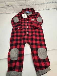 Good Lad Baby Junge Einteiler rot/weiß geknöpft Strampler Karo Größe 18M neu Zustand - Bild 1 von 7