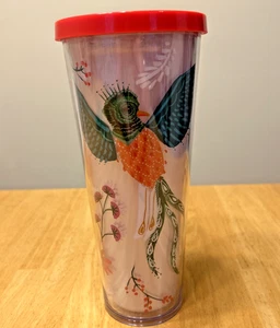 Starbucks Blue Quetzal Bird Floral Flowers Venti 24oz Cold Tumbler 2017 No Straw - Bild 1 von 7