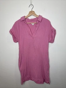 J Crew Shirt Dress XS Gauze Pink Cotton Preppy Soft Girl Beachy Coastal Ballet - Picture 1 of 7
