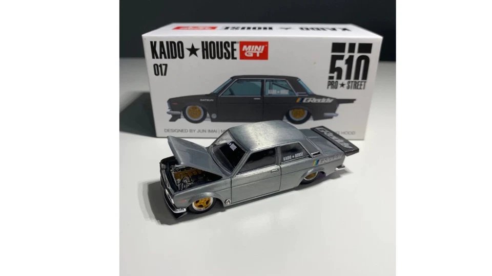 ¡PERSECUCIÓN! Mini GT Kaido House #017 Datsun 510 Pro Street gris verde - KHMG017 Foto 1 de 1