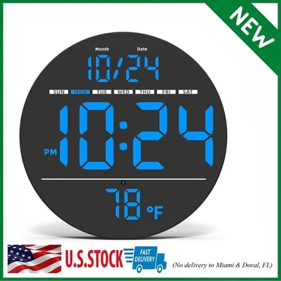Digital Wall Clock with Large LED Display, Auto-Brightness, Temperature, Low-Ref - Image 1 of 4