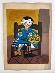 PABLO PICASSO Coa Drawing Vintage Painting Original Signed Stamped - Picture 1 of 3