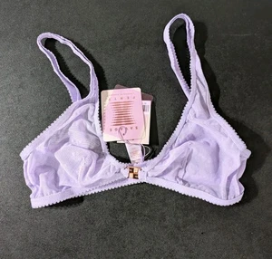 Savage X Fenty Sheer Logo Bra Front Clasp Purple Lavender Small NWT - Picture 1 of 5
