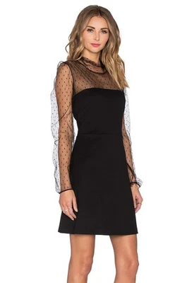 RED Valentino Black Jersey and Lace High Neck Mini Dress Size XS - Image 1 of 4