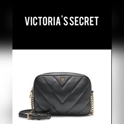 ¡NUEVO CON ETIQUETAS!Bolso Bandolera Chevron Negro Victoria's Secret Foto 1 de 4