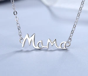 Mother's Day Gift S925 Sterling Silver English Letter MaMa Necklace Mother Fashi - Picture 1 of 5