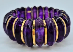 14K vergoldet Amethyst Armband Armreif Damen lila Manschette 7 Zoll elegant - Bild 1 von 3