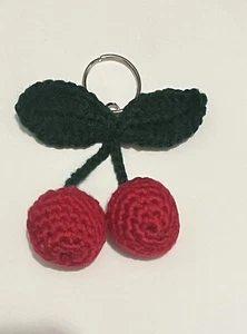 Crochet cherry red handmade keychain keyring bag charm - Picture 1 of 4