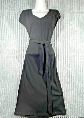 Antiguo Vestido Azul Marino Corbata Cinturón Punto Acanalado Midi Cambio Para Mujer M Negro Jack Academia Escuela Foto 1 de 4
