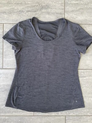 Top Old Navy para mujer gris activo manga corta malla inserción trasera talla mediana Foto 1 de 4