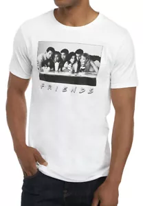 Friends Mens T-Shirt White S/S Malt Shop Photo of 6 Cast Members XL NEW - Picture 1 of 3