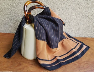 Valentino Square Silk Scarf 34'' Dark Black and Orange, Women's Silk Scarf - Picture 1 of 9