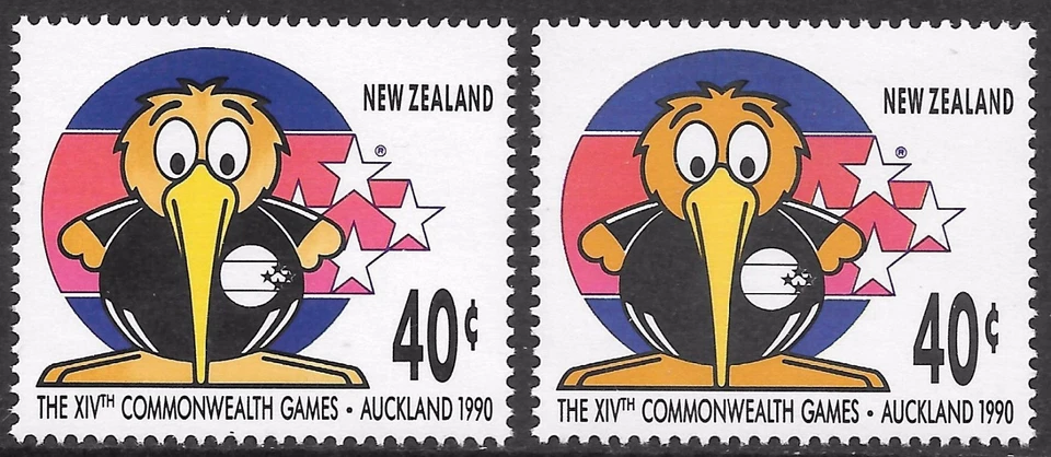 NEW ZEALAND 1990 40c Commmonwealth pale brown shade of Bird,UM (only 15 known). — 第 1/1 张图片