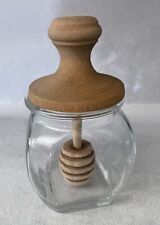 Vintage Honey Jar with Lid and Wood Dipper