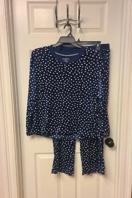 Pijama Nautica para mujer talla mediana azul marino a lunares conjunto de 2 piezas ~ ¡suave! EXCELENTE ESTADO Foto 1 de 4