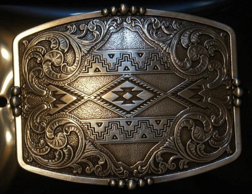 Nocona Aztec Floral Rectangle Buckle 37019