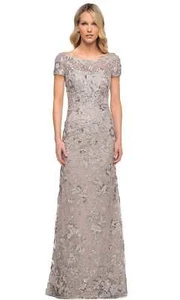 Abito con perline ricamate La Femme 30053 taglia 4 lavanda/grigio ($798) - Foto 1 di 2