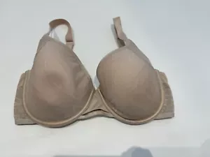 Triumph Sensation Bra Underwired Foam Padded Cups Lace Trim Bra Size 34E Beige - Picture 1 of 6