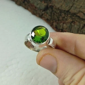 Peridot Ring 925 Sterling Silver Ring Handmade Gemstone Ring Women's Ring. - Picture 1 of 5