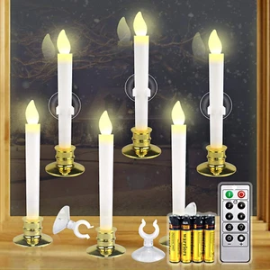 6 Set Christmas Window Candles Lights with Timer Battery Operated Electric LED T - Picture 1 of 6