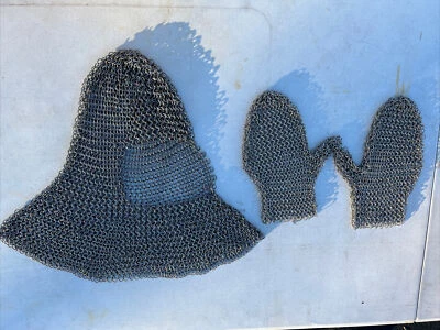 Disfraz de cosplay guantes de cota de cadena coifa teatro medieval resistente Foto 1 de 3