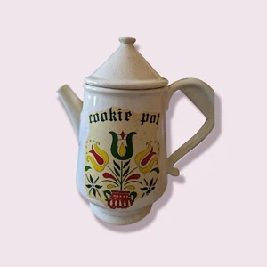 De Colección McCoy EE. UU. Tetera Galletas Tarro Avena Crema Tapa Tulipán Holandés Rojo Verde - Imagen 1 de 6