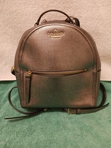 Kate Spade New York Dome Small Pebbled Leather Backpack Pewter EXCELLENT - Picture 1 of 14