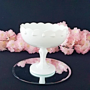 Indiana Glass Pedestal Fruit Bowl, White Milk Glass Compote Bowl, 7.5 x 7.5 inch - Picture 1 of 9