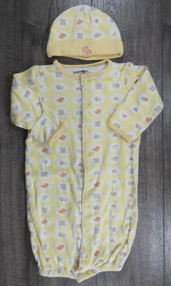Baby Clothes Babies R Us 0-3 Month 2pc Yellow Forest Friends Sleep Gown - Image 1 of 3