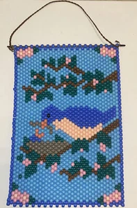 Handmade ~ Beaded Bird / Nest  ~ Wall Hanging  15”  L X 10” W - Picture 1 of 5