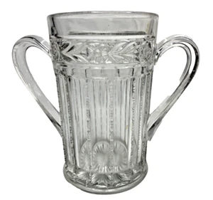 2 Handled EAPG Clear Glass Spooner with Flower Design - Picture 1 of 12