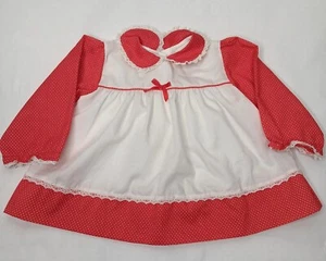 Alexis Dress 9 Mos 17-20 Pounds Red Polka Dot White Apron Cottagecore Vintage - Picture 1 of 12