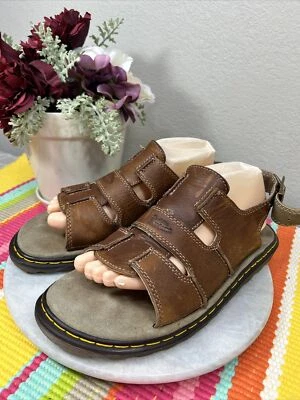 Sandalias Dr. Martens Raras Años 80 Cuero Marrón Hebilla Zapatos Talla EU 43 M10 L11 Foto 1 de 4