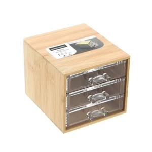 Boxsweden Bano 12.5x11cm Accessories Bamboo 3 Drawer Home Container Organiser - Picture 1 of 4