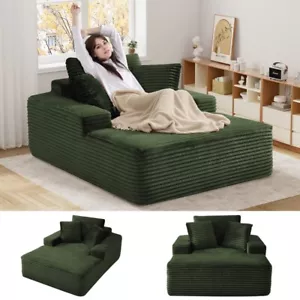 Modern Oversized Deep Seat Chaise Lounge Sofa Comfy Upholstered Recliner Chair - Picture 1 of 56