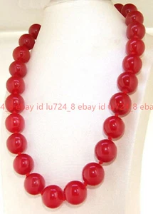 Hübsche 6/8/10/12/14 mm Natürliche Rote Jade Edelstein Runde Perlen Halskette 18 Zoll AAA - Bild 1 von 12