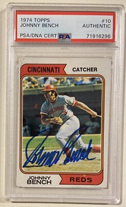 1974 Topps JOHNNY BENCH Signed Autographed Baseball Card #10 PSA/DNA Reds HOF