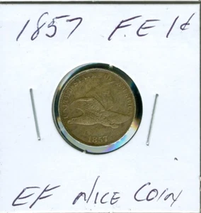 1857 FLYING EAGLE CENT EF XF NICE COIN . - Picture 1 of 2