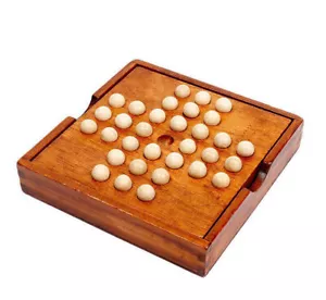 Solitär Holz Denkspiel Holzspielzeug Geschenk Geduldspiel Brettspiel Kugeln - Bild 1 von 11