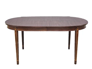 Henkel Harris Federal Style Mahogany Oval Dining Table Bellflower Inlay 3 Leaves - Picture 1 of 10