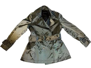 Zara Basic Women’s SZ Large Olive Green Mini Trench Coat Belted - Picture 1 of 17