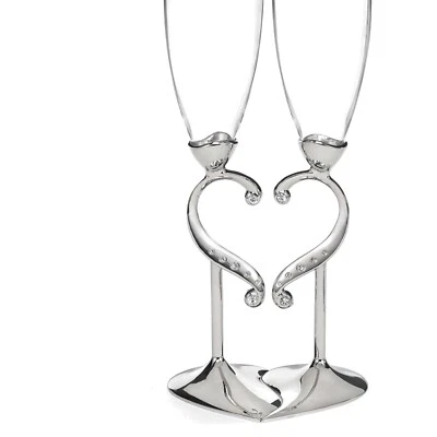 Elegante juego de 2 flautas para tostar champán en forma de corazón para ocasiones románticas Foto 1 de 4
